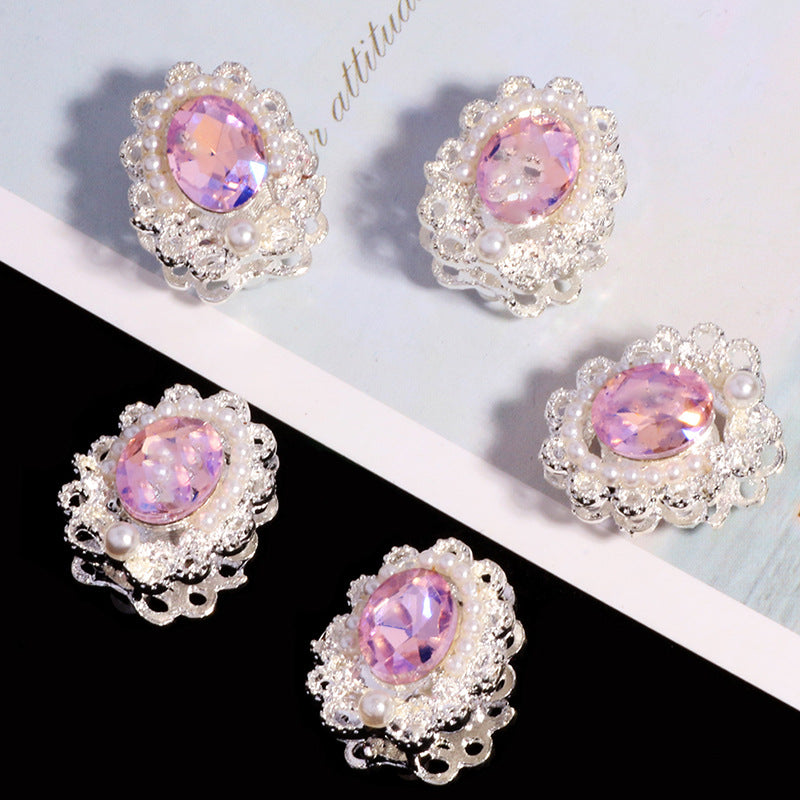 Wholesale 6pcs/pack Double-sided alloy rhinestone gem straight hole loose beads beaded DIY accessories